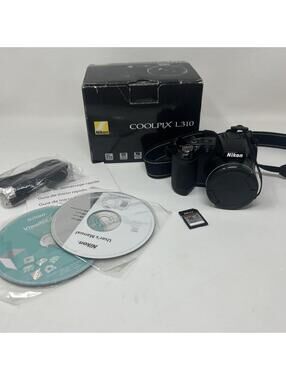 Nikon Coolpix L310 16GB SD Black Digital Camera 21x Zoom 14.1 Megapixels Works